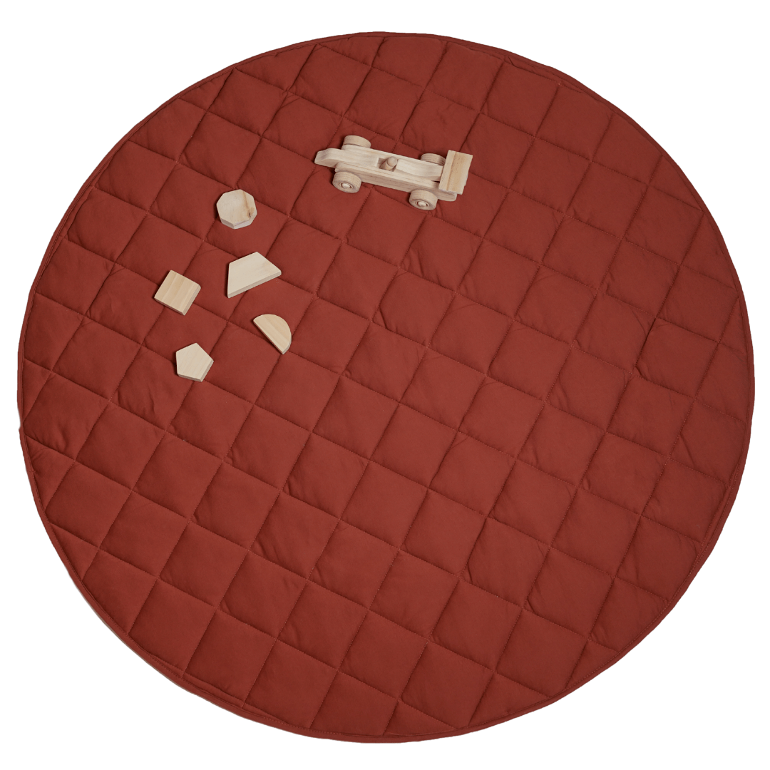 Jersey Quilted Play Mat (Waterproof Backing) - Rust